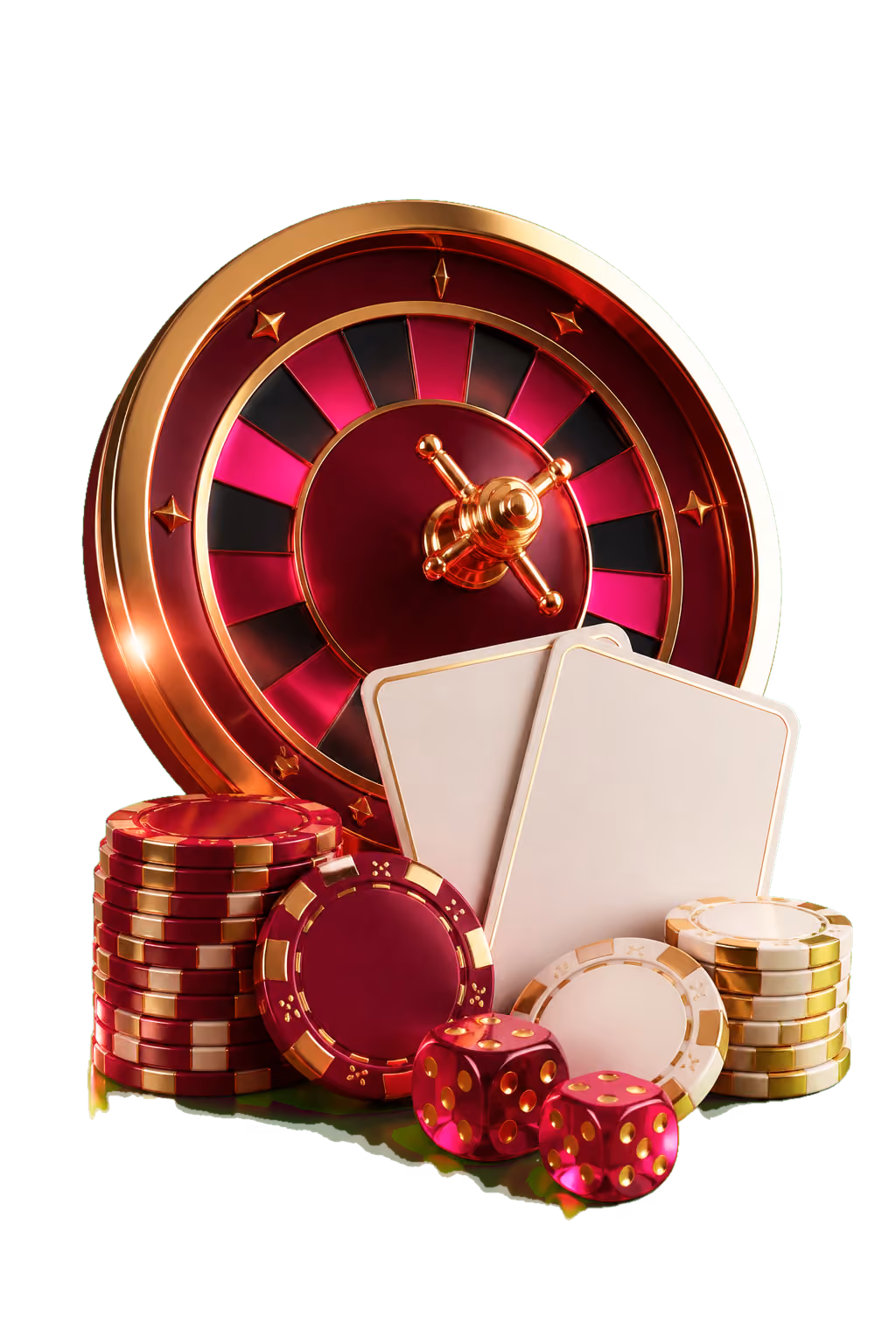 Del Oro Roulette und Spielkarten in pinkem Licht